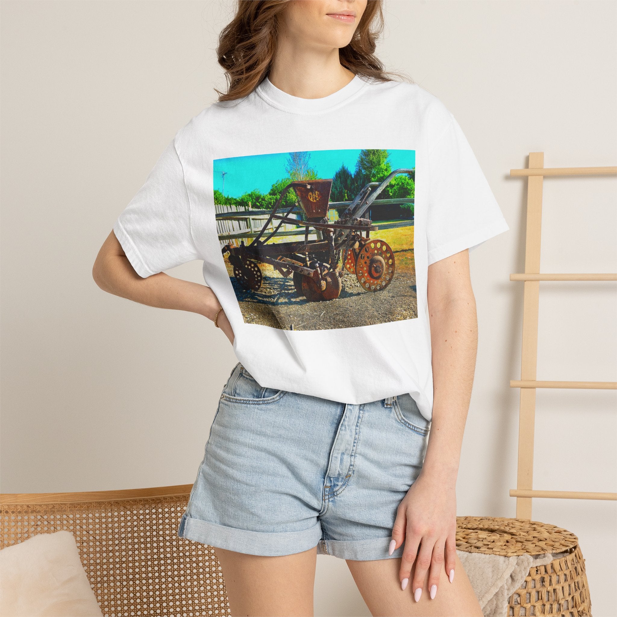 Vintage Farm Plow T-Shirt – Rustic Tractor Antique Field Graphic Tee