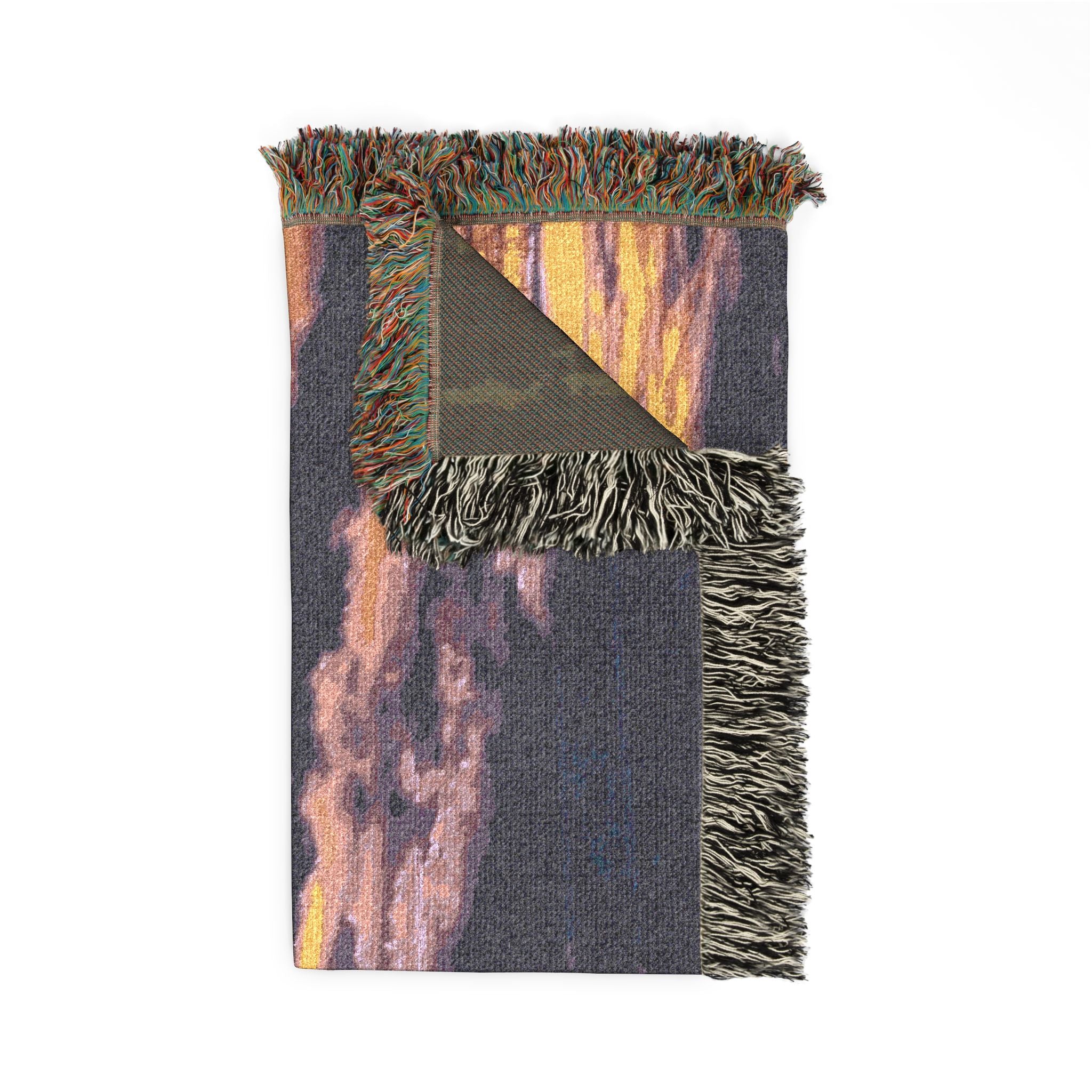 Sunset Skyline Woven Blanket — Scenic Evening Landscape Throw