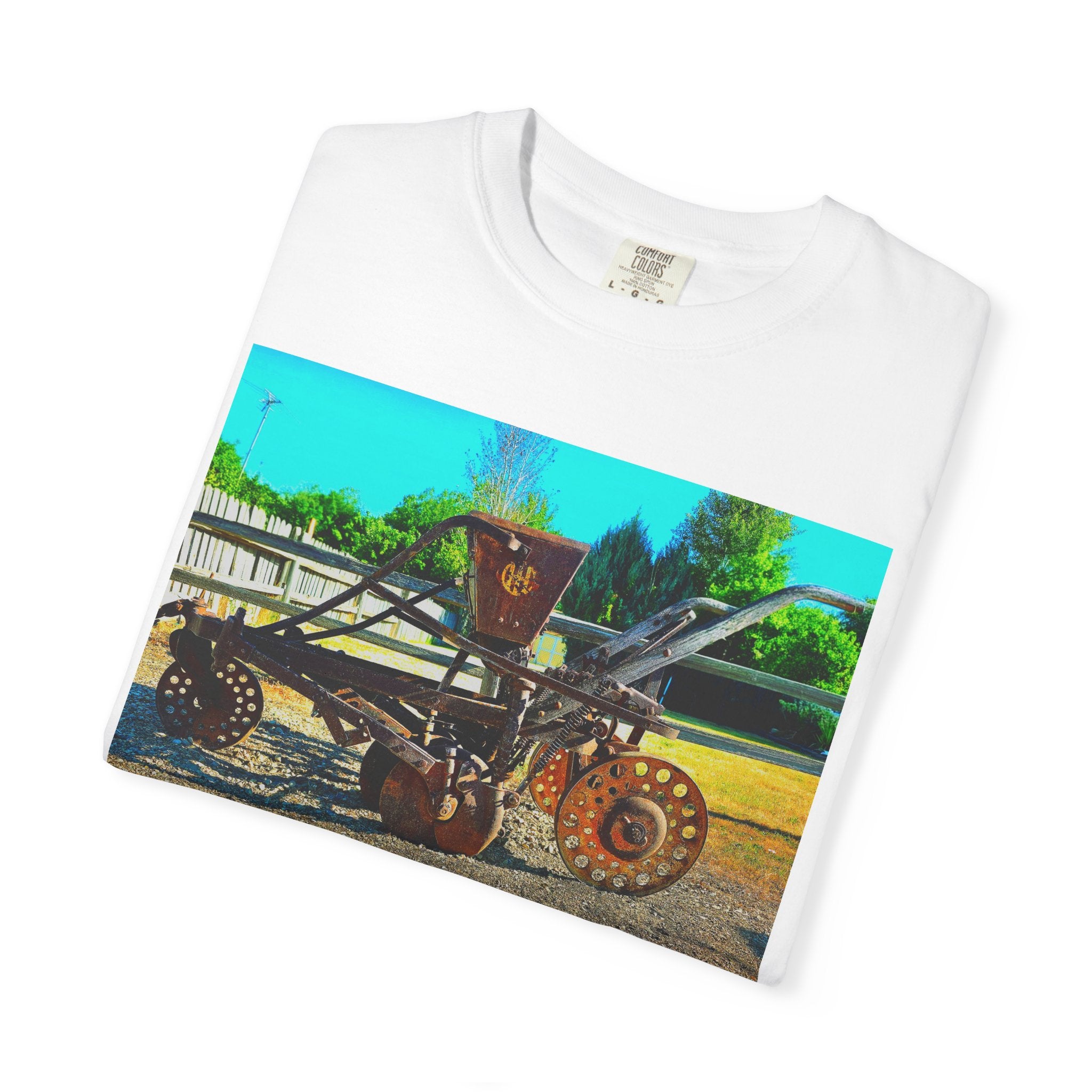 Vintage Farm Plow T-Shirt – Rustic Tractor Antique Field Graphic Tee