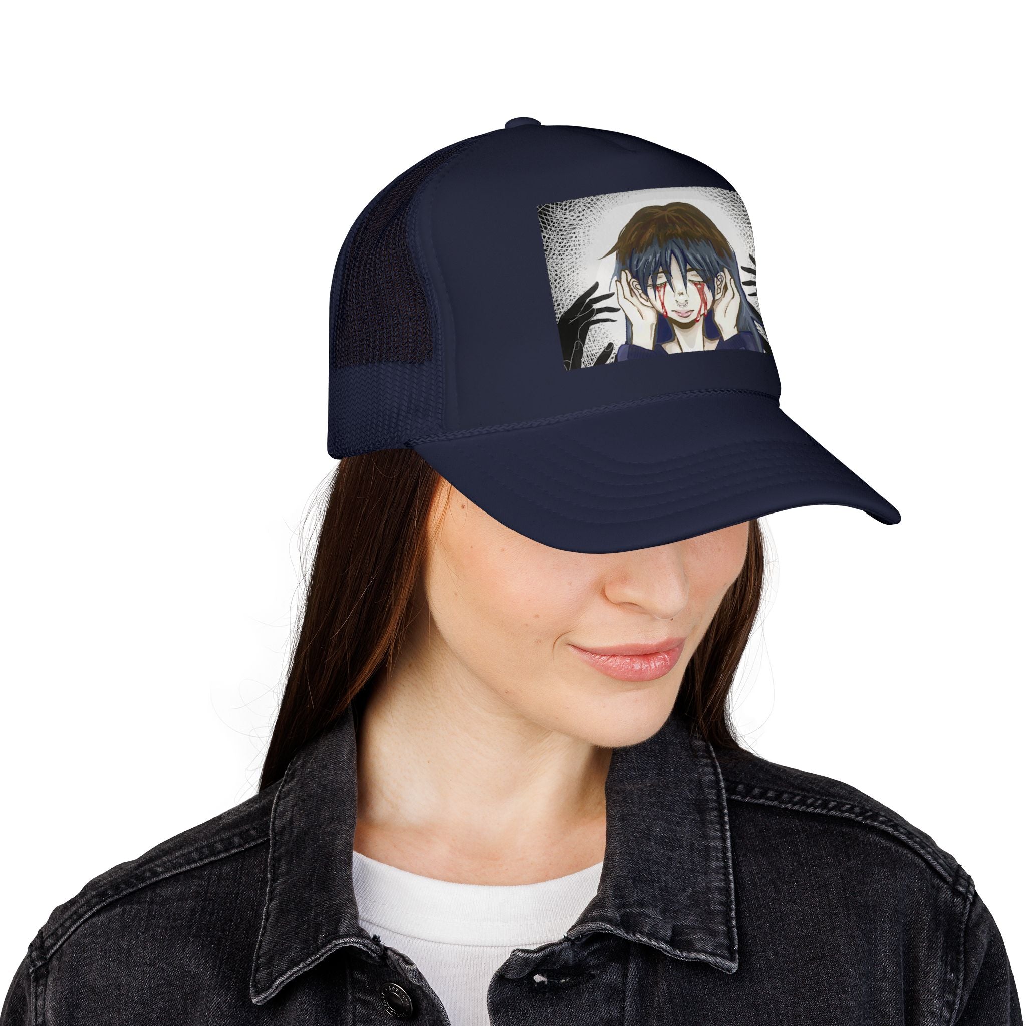 Creepy Anime Hands Trucker Hat — Horror Manga Foam Cap