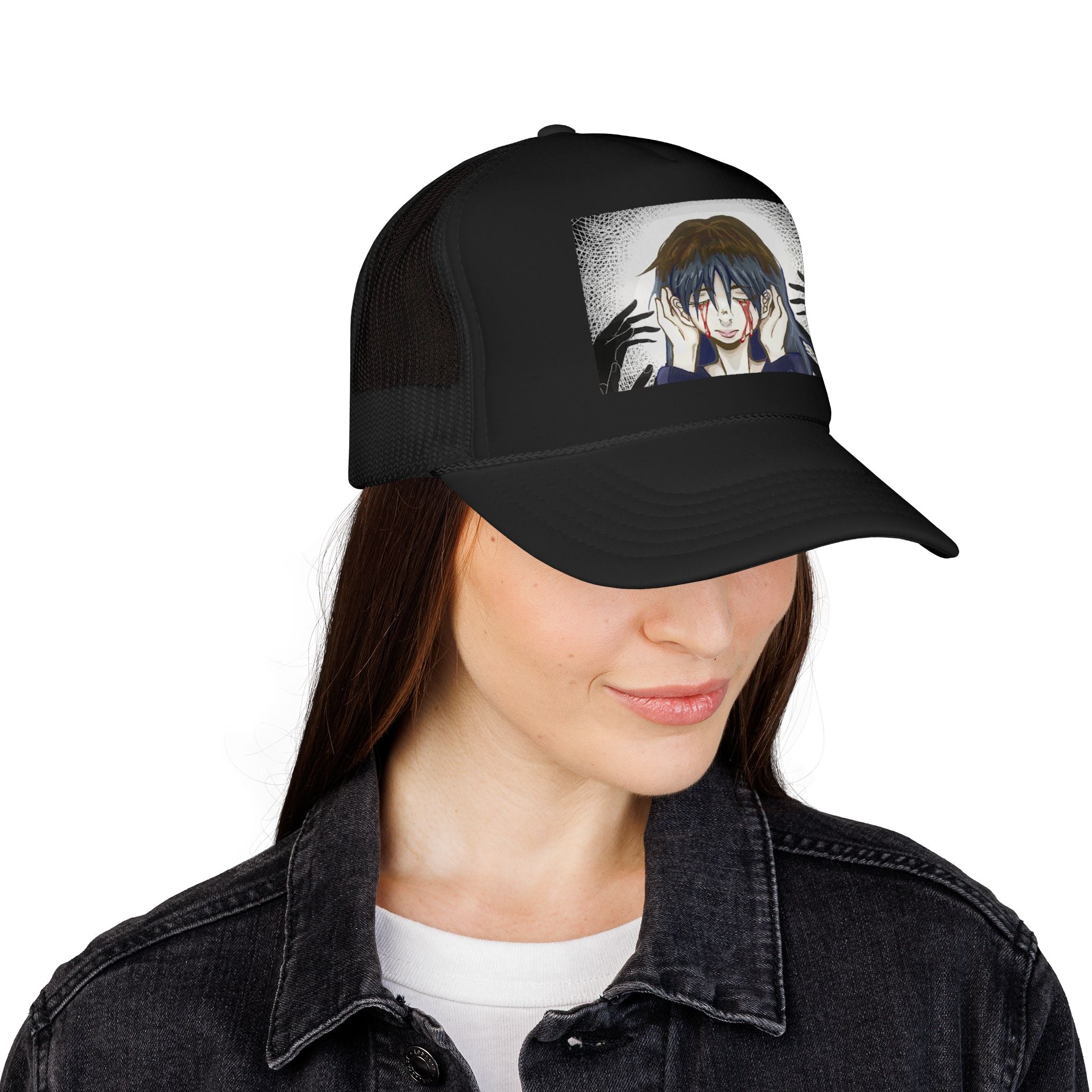 Creepy Anime Hands Trucker Hat — Horror Manga Foam Cap