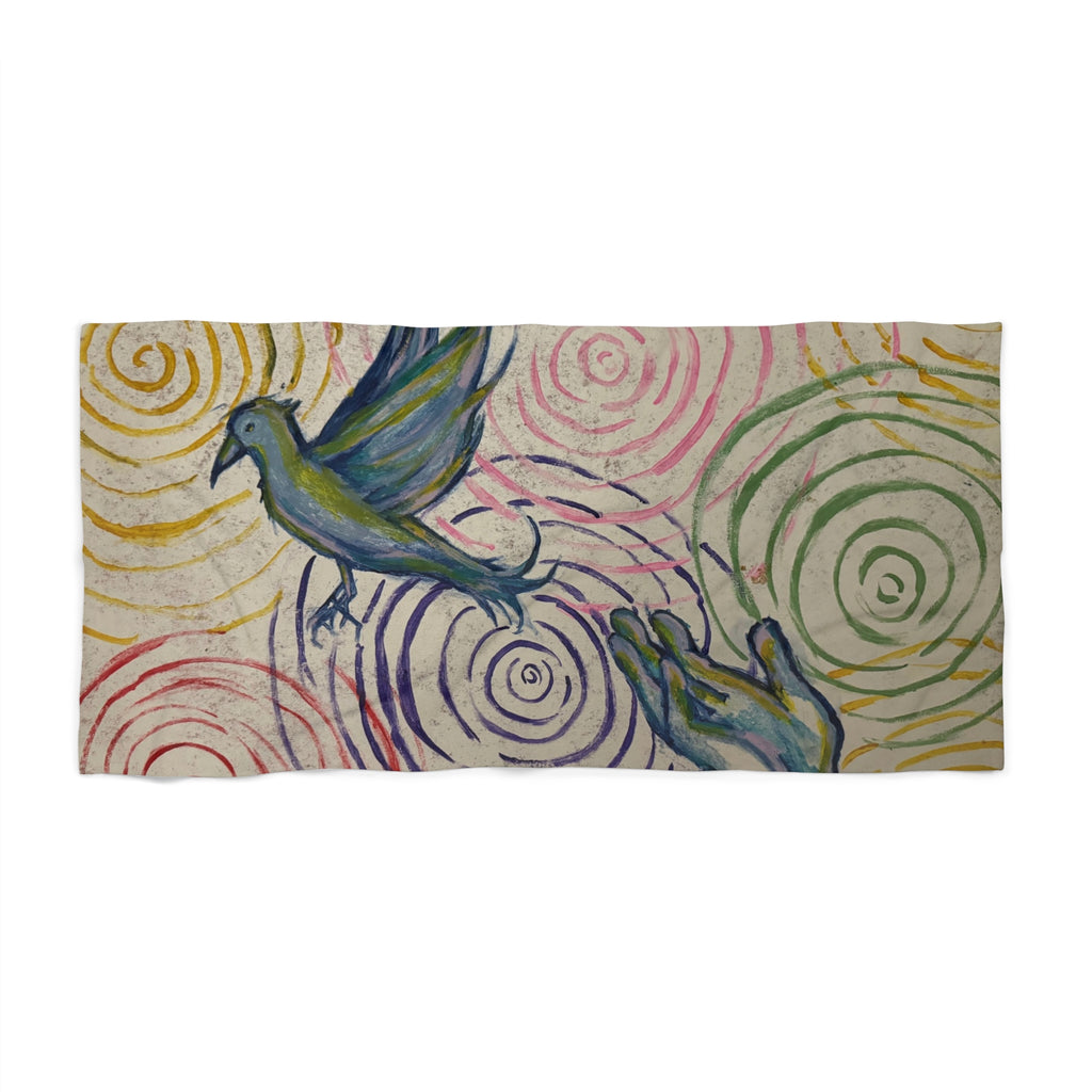 Beach Towel — Whimsical Dove Spiral Art Print