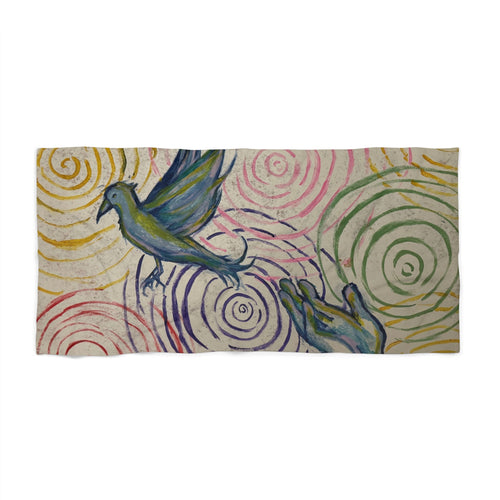 Beach Towel — Whimsical Dove Spiral Art Print