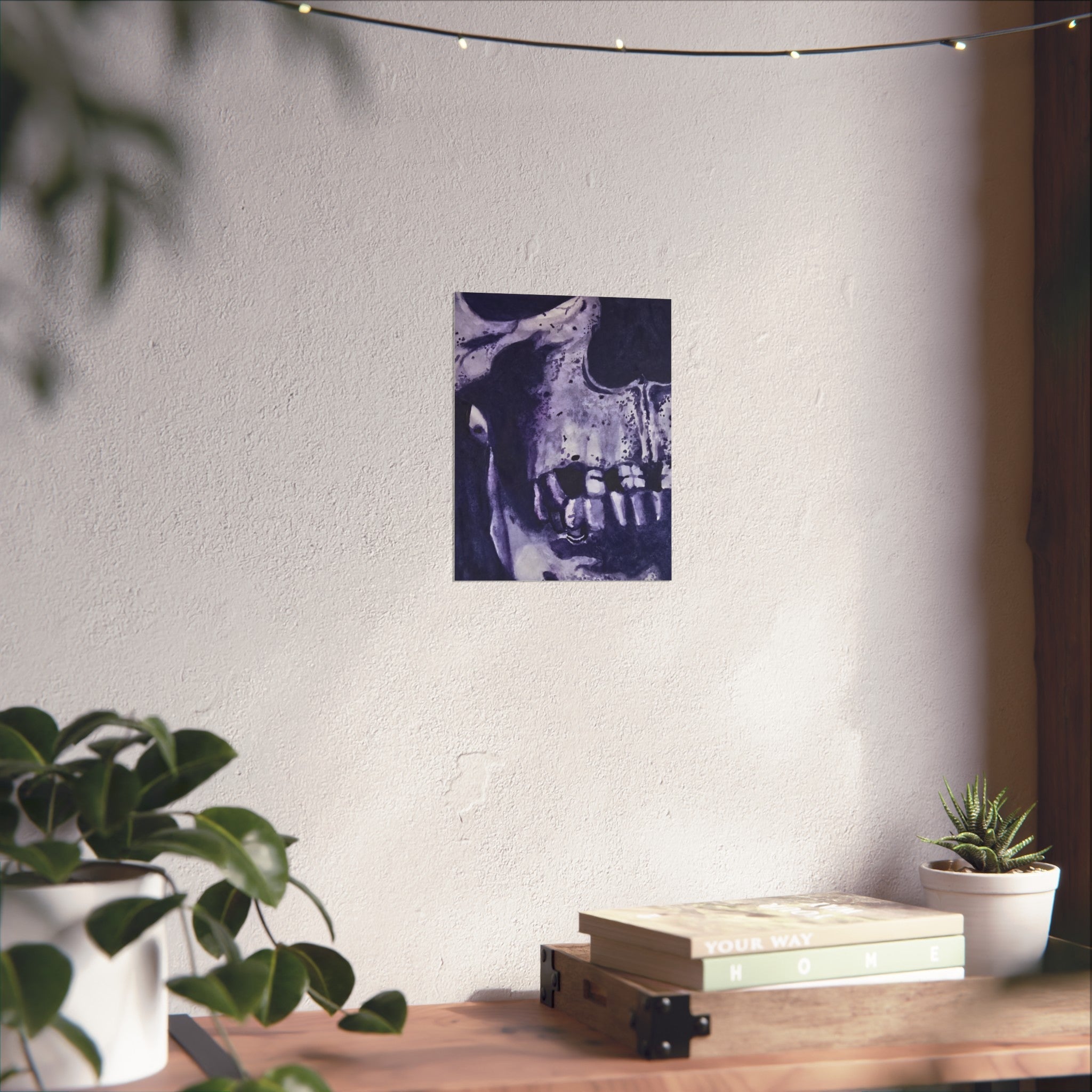 Skull Art Poster – Indigo Abstract Fine Art Print
