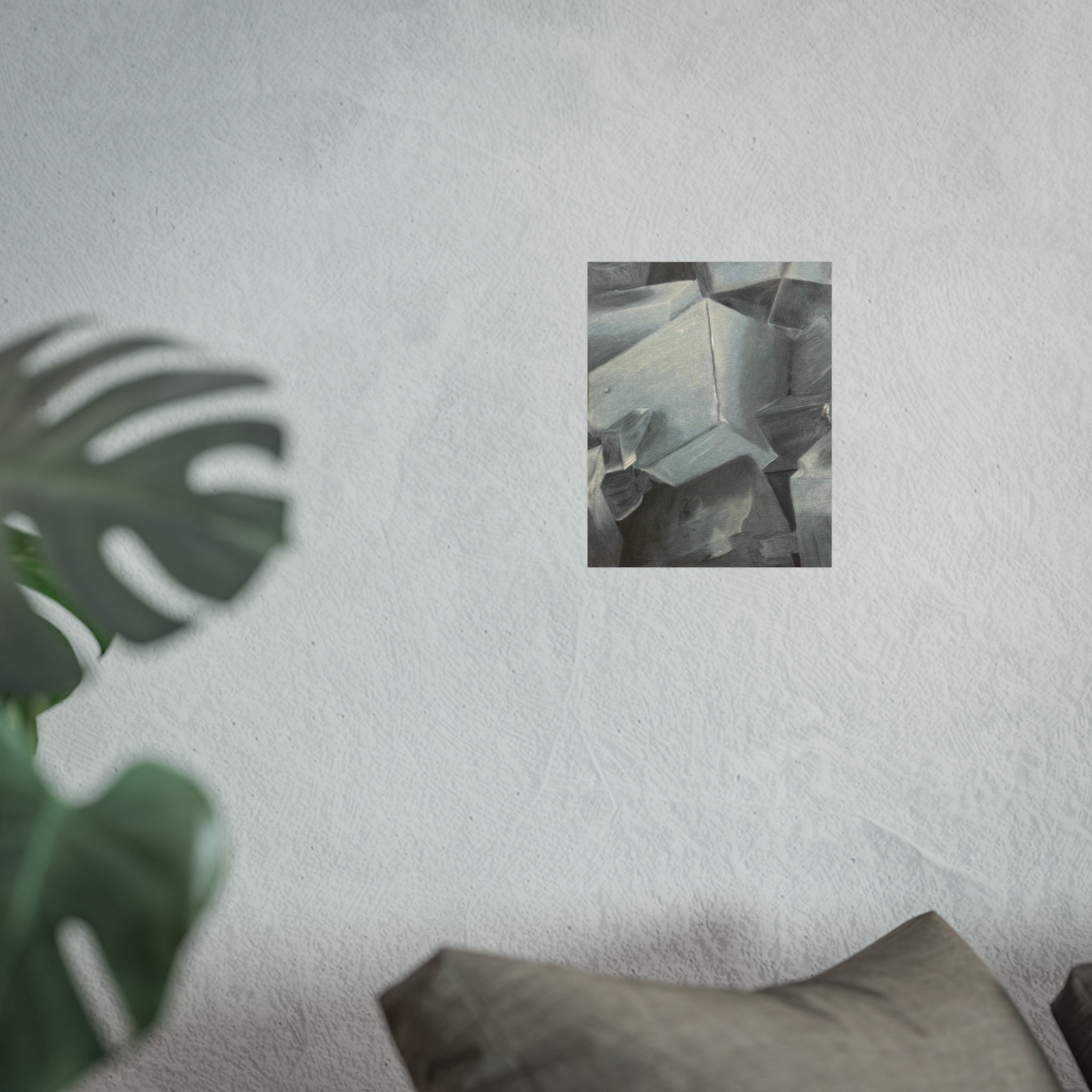 Abstract Cubes Fine Art Poster — Minimalist Gray Geometric Wall Art