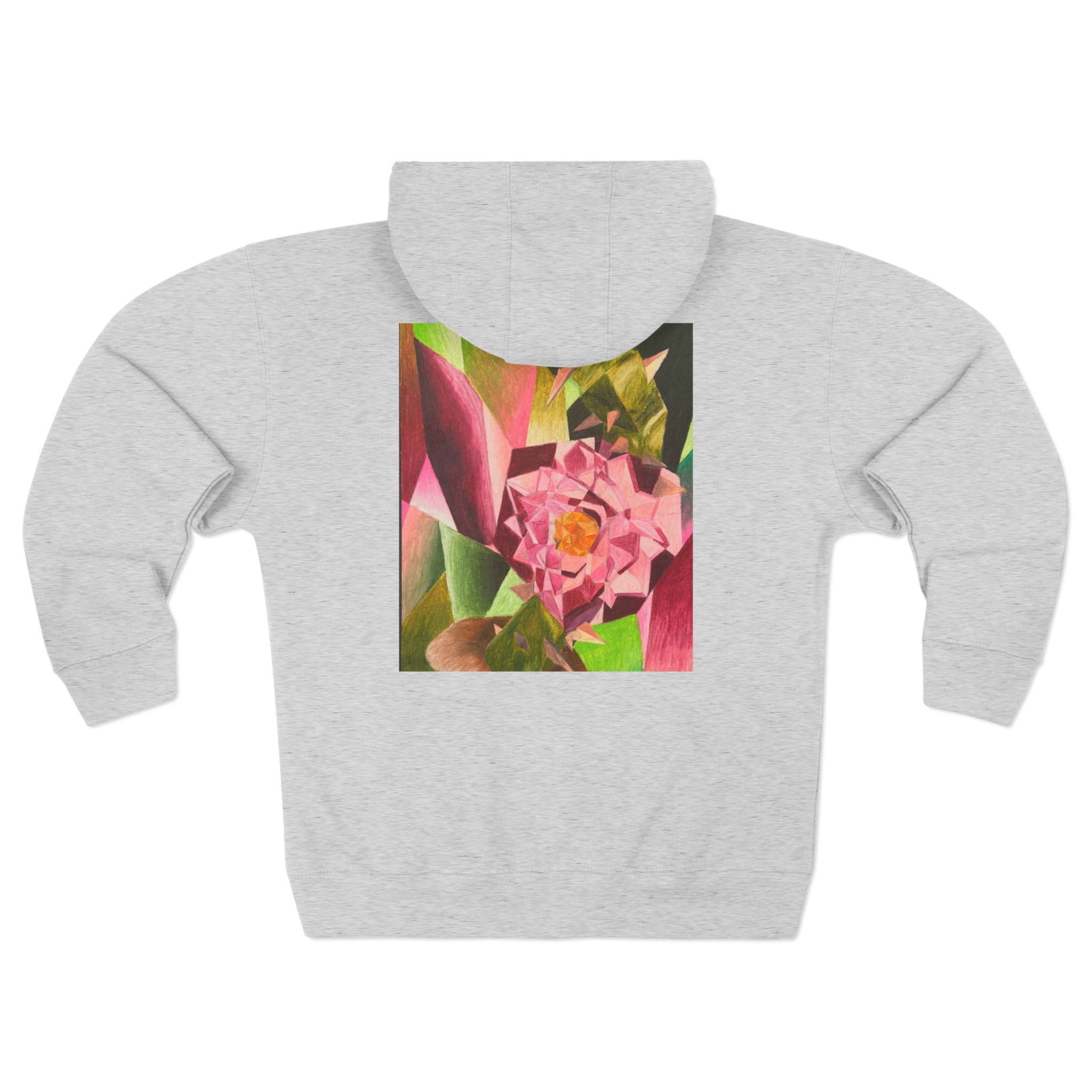 Floral Art Zip Hoodie — Colorful Tropical Bloom Back Print