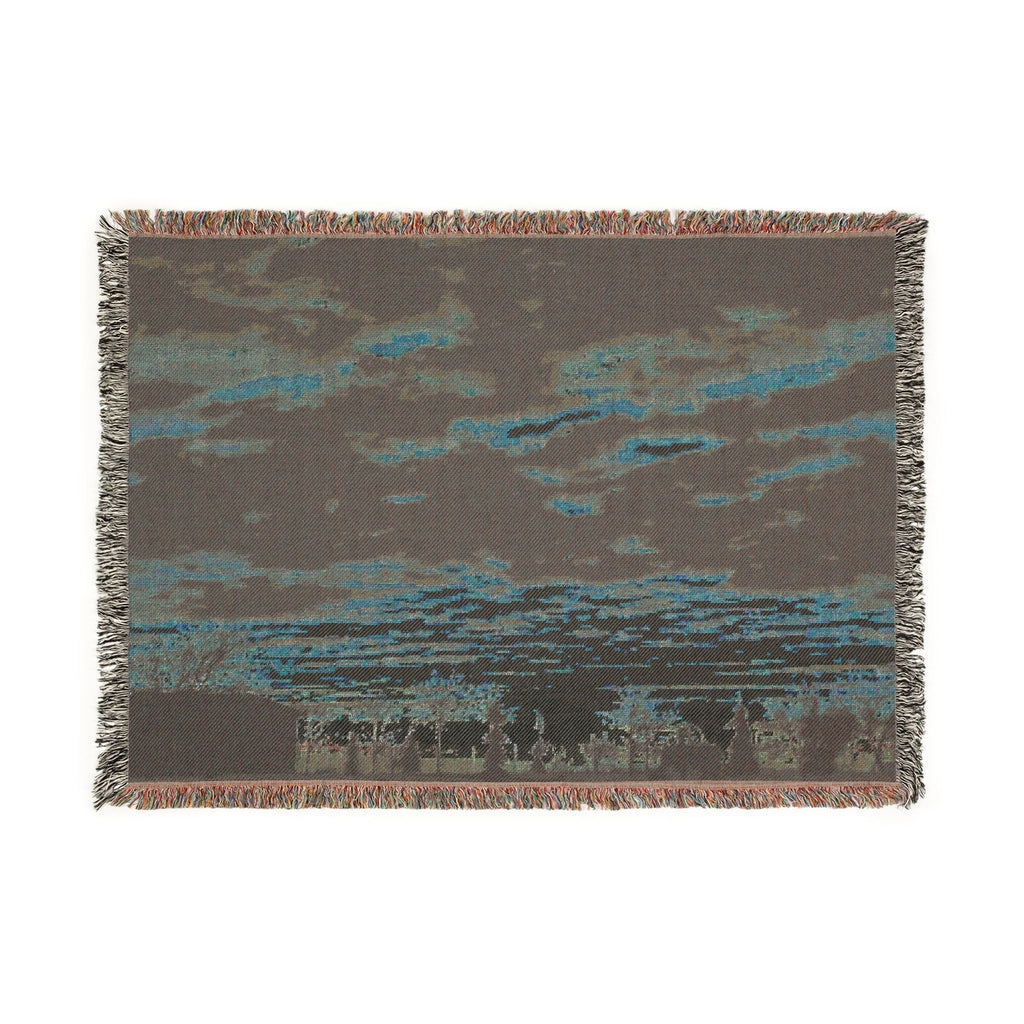 Sunset Skyline Woven Blanket — Scenic Evening Landscape Throw