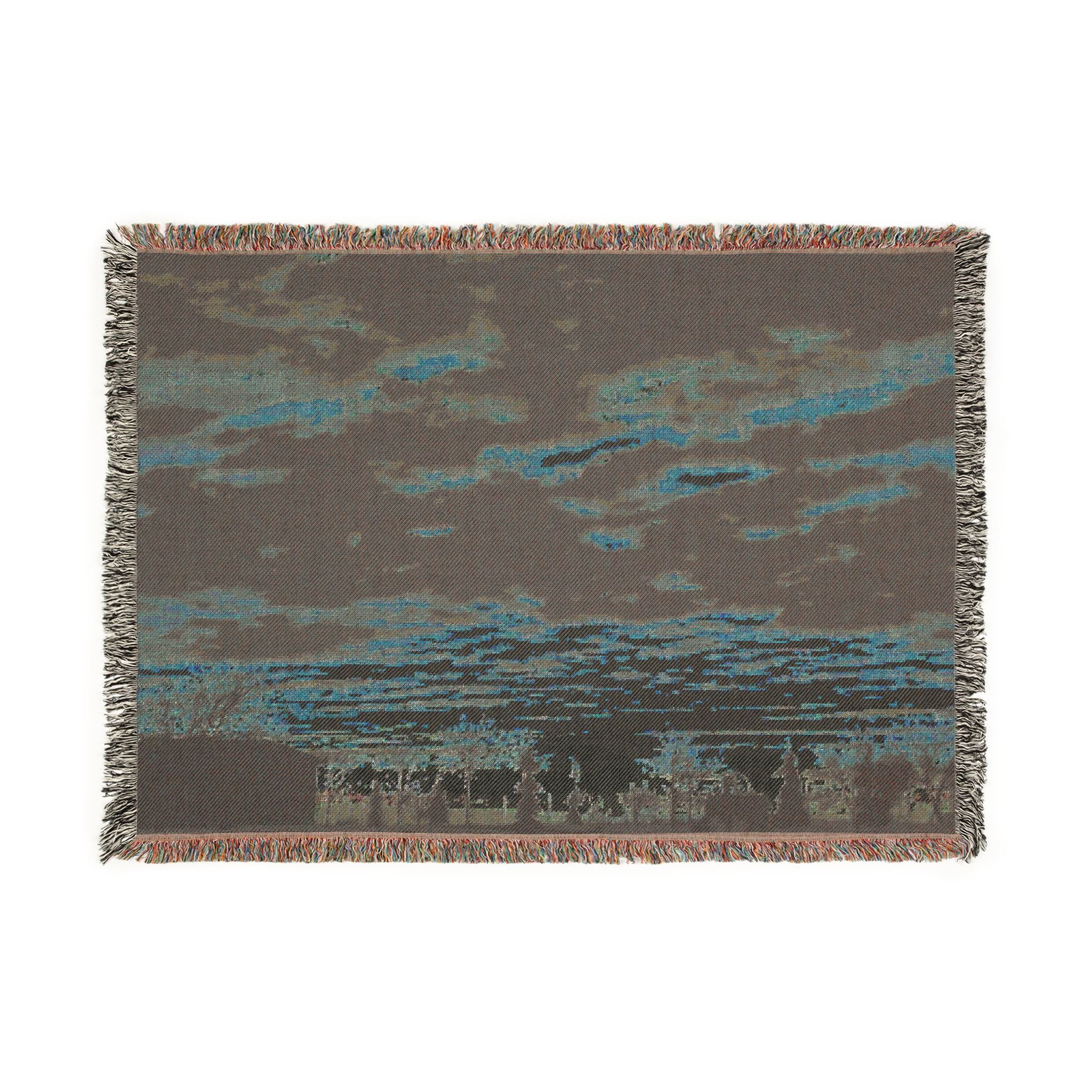Sunset Skyline Woven Blanket — Scenic Evening Landscape Throw