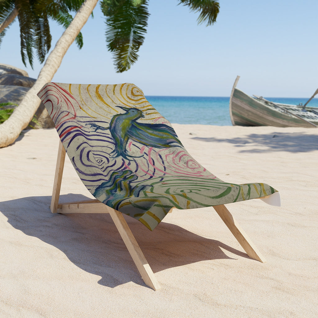 Beach Towel — Whimsical Dove Spiral Art Print