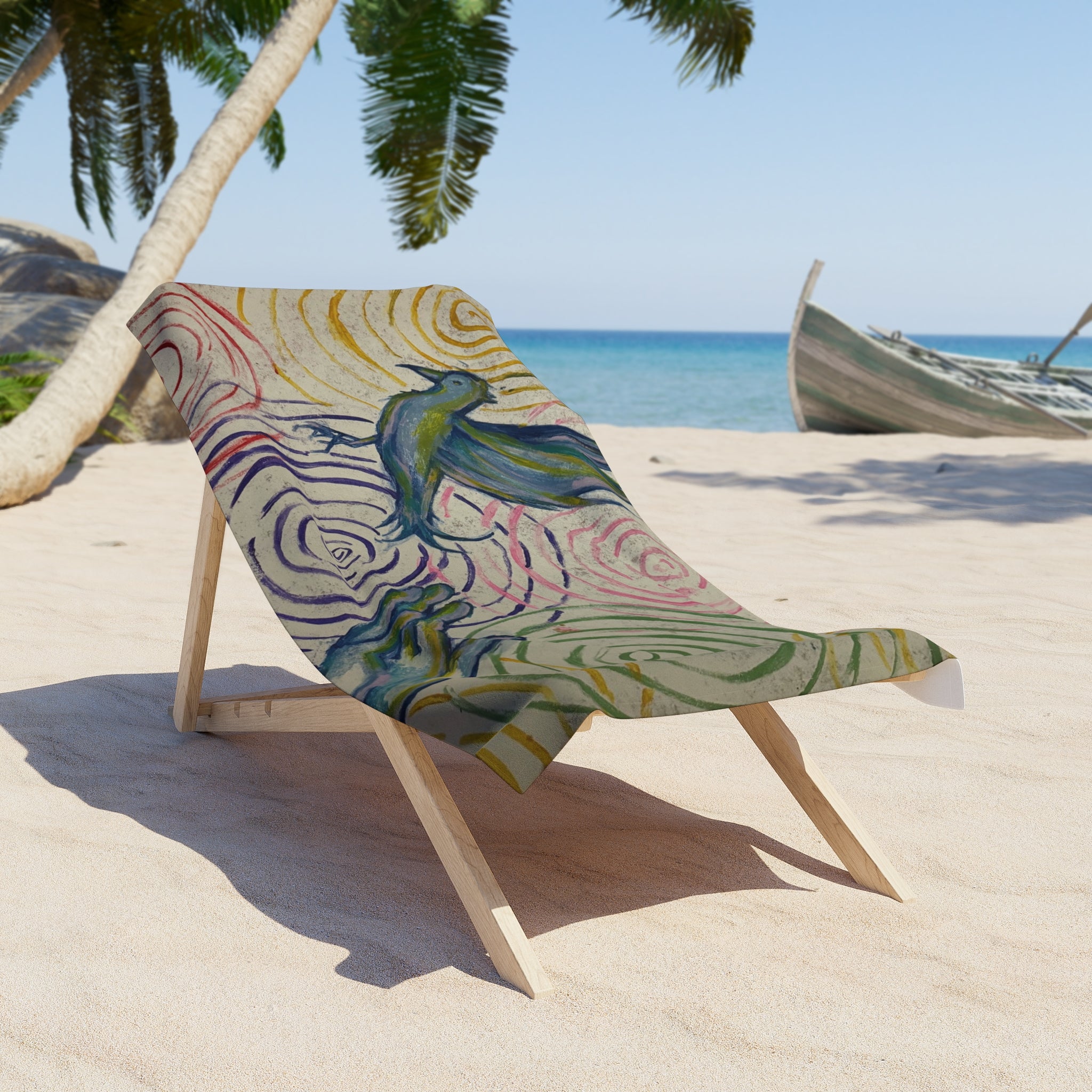Beach Towel — Whimsical Dove Spiral Art Print