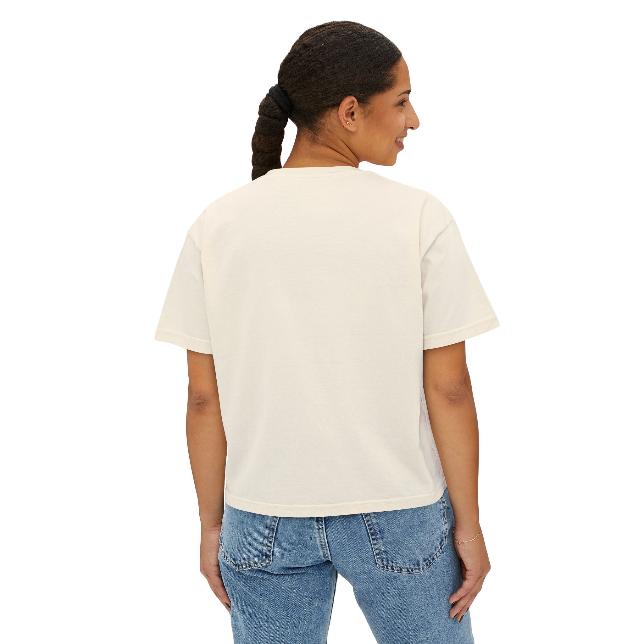 Abstract Green Meadow Women's Boxy Tee — Minimal Nature Art Shirt