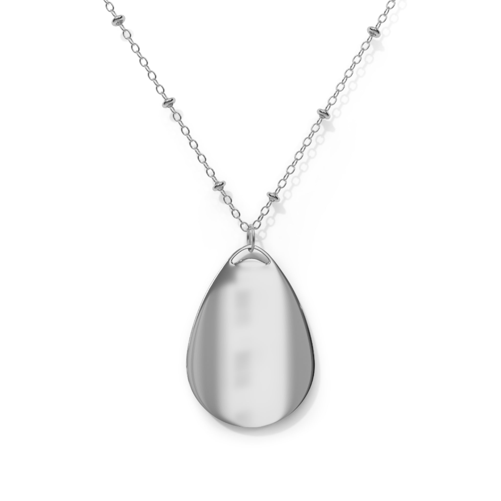 Butterfly Oval Necklace – Silver Teardrop Pendant with Monarch on Lavender