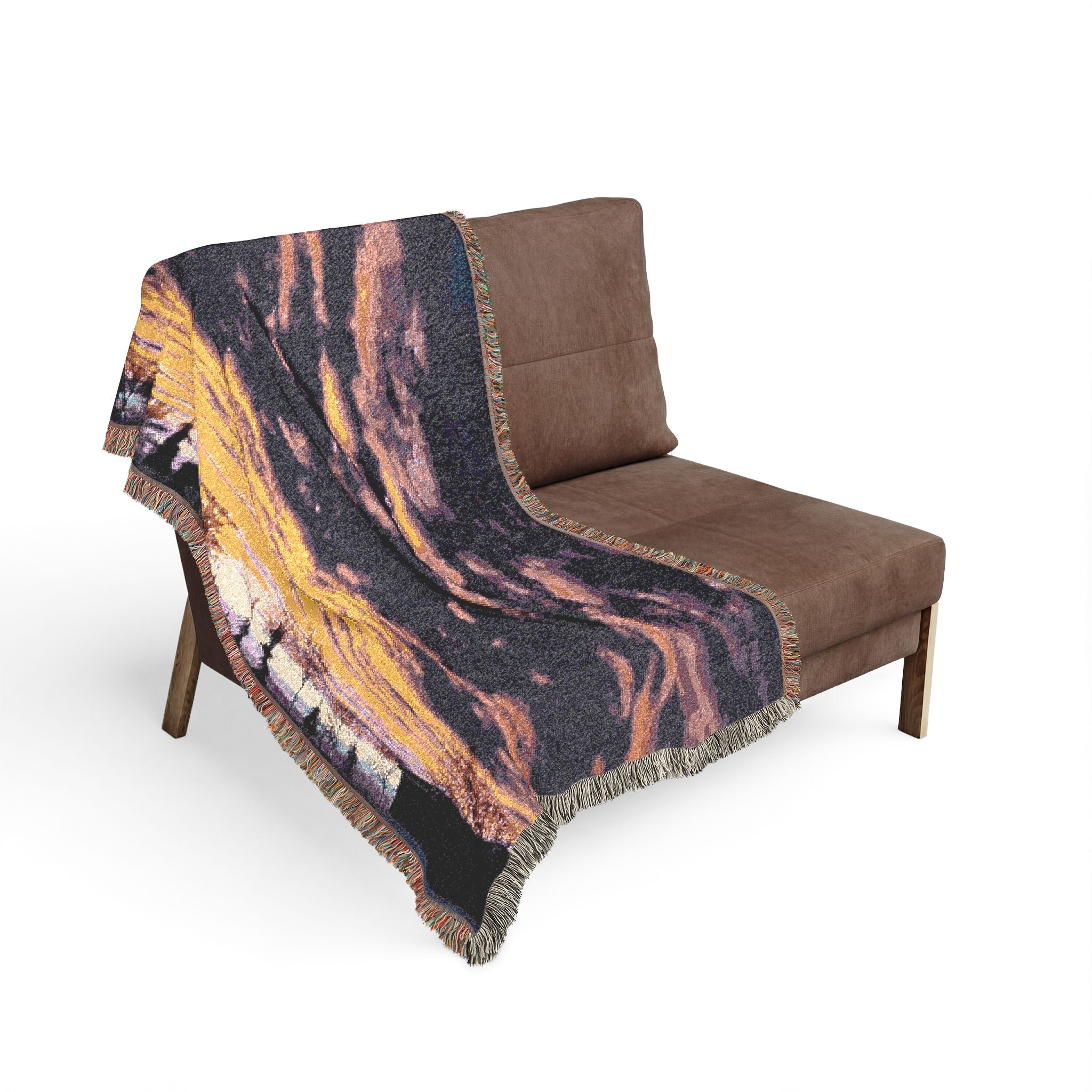 Sunset Skyline Woven Blanket — Scenic Evening Landscape Throw