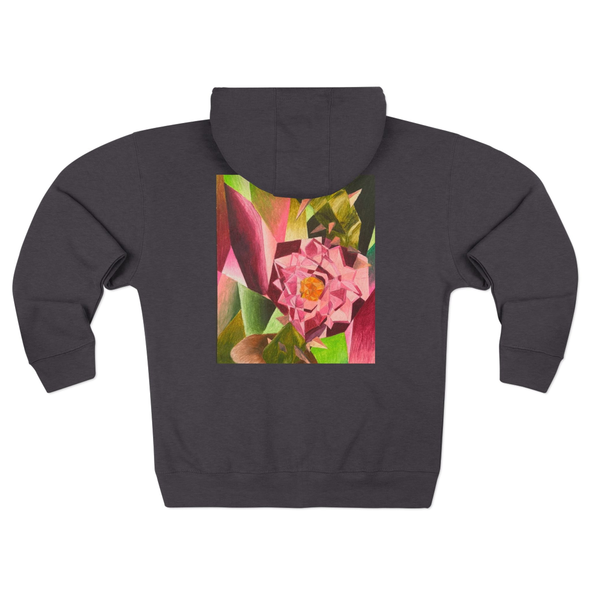 Floral Art Zip Hoodie — Colorful Tropical Bloom Back Print
